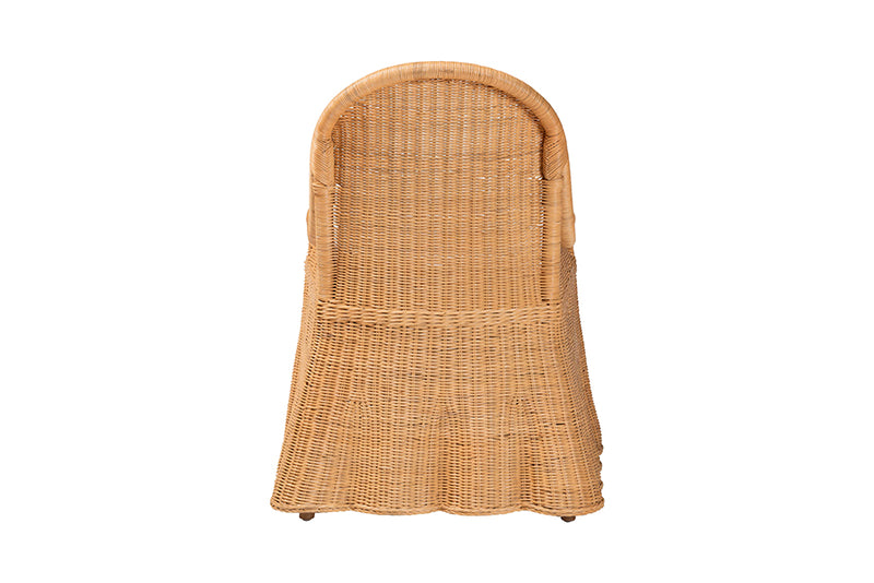 Linn Wicker Dining Chair with Scalloped Skirt, Natural Rattan
