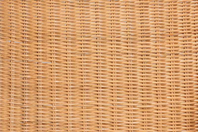 Linn Wicker Dining Chair with Scalloped Skirt, Natural Rattan