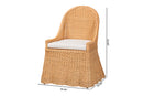 Linn Wicker Dining Chair with Scalloped Skirt, Natural Rattan