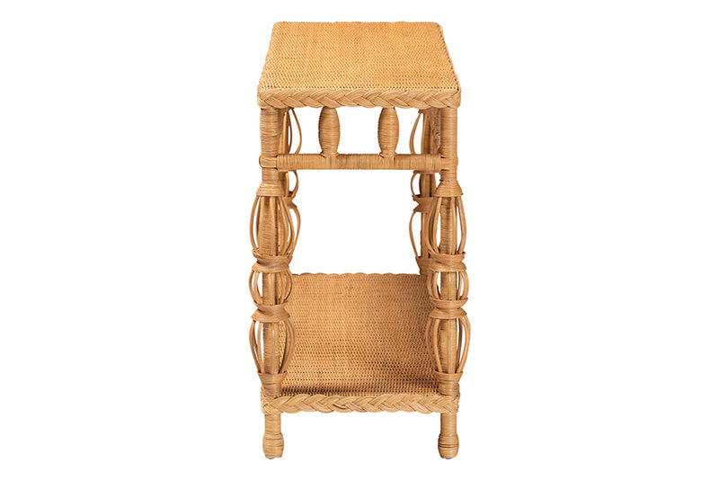 Kelsy Openwork Design Console Table, Natural Rattan