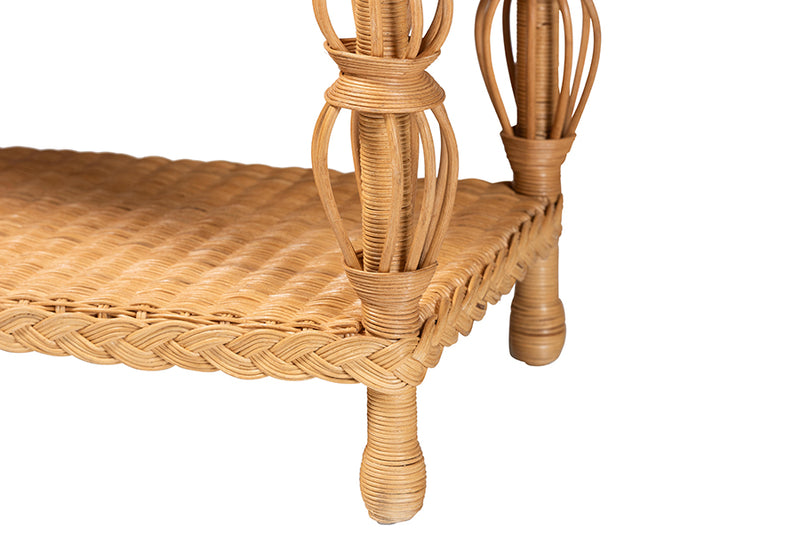 Kelsy Openwork Design Console Table, Natural Rattan