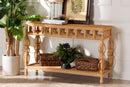 Kelsy Openwork Design Console Table, Natural Rattan