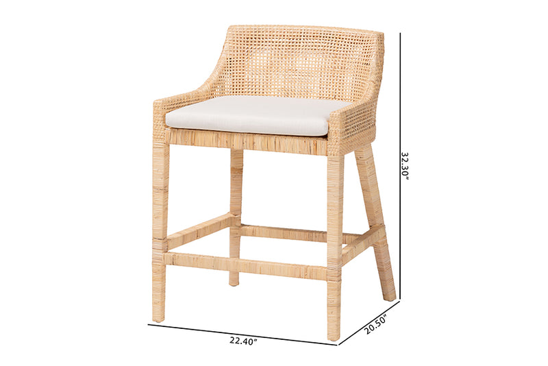 Bancroft Natural Rattan Wingback Counter Stool