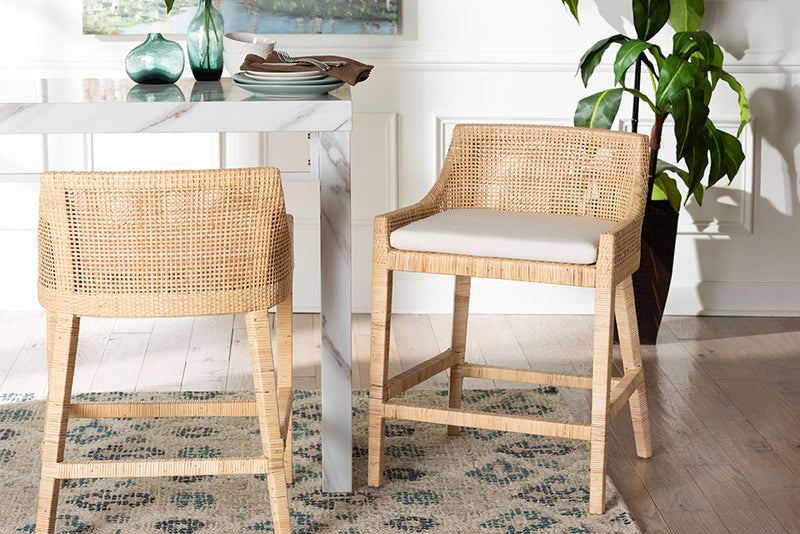Bancroft Natural Rattan Wingback Counter Stool