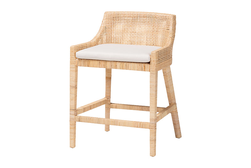 Bancroft Natural Rattan Wingback Counter Stool