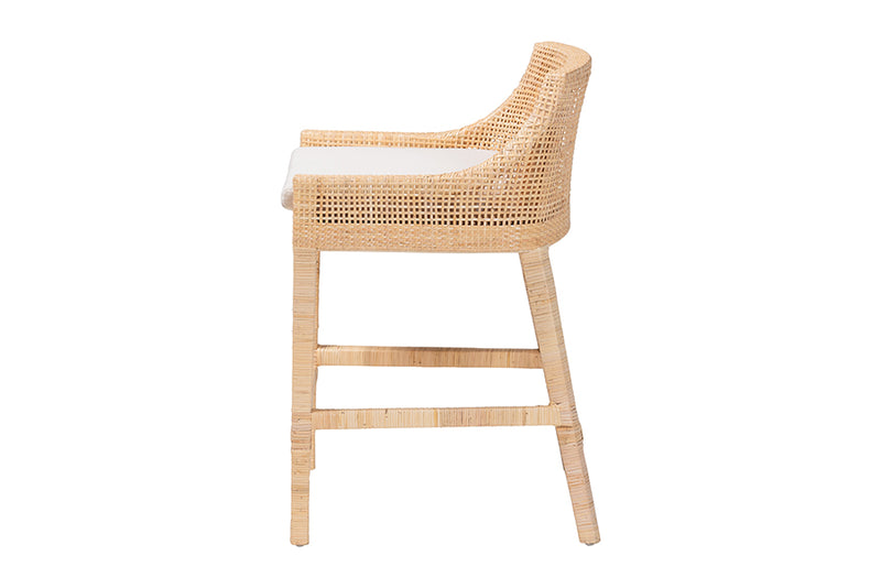 Bancroft Natural Rattan Wingback Counter Stool