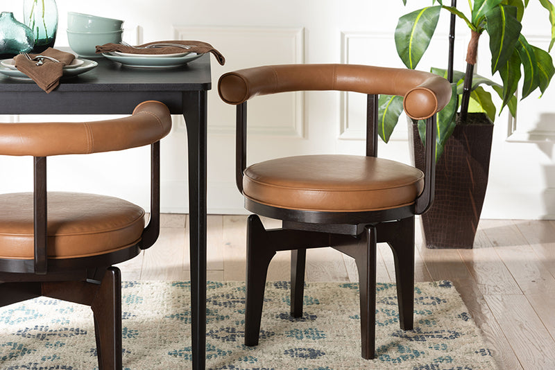 Tommy Faux Leather Swivel Dining Chair