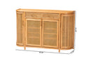 Joseph 2-Drawers & 4-Doors Natural Rattan Sideboard, Short