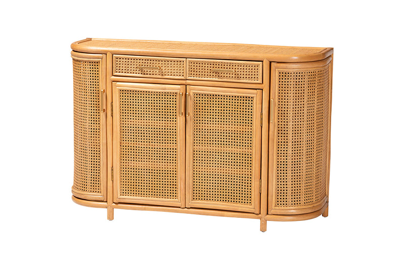 Joseph 2-Drawers & 4-Doors Natural Rattan Sideboard, Short