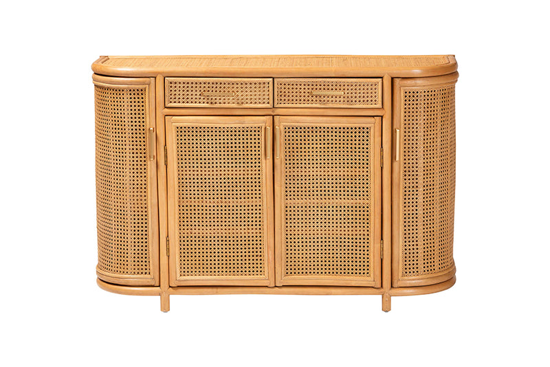 Joseph 2-Drawers & 4-Doors Natural Rattan Sideboard, Short