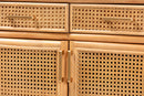 Joseph 2-Drawers & 4-Doors Natural Rattan Sideboard, Short