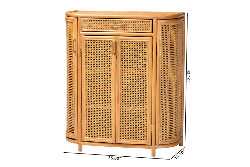 Joseph 2-Drawers & 4-Doors Natural Rattan Sideboard, Tall