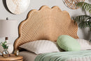 Esper Natural Rattan Scalloped Headboard with Sunburst Weave