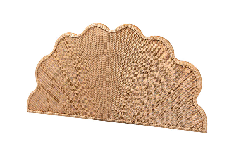 Esper Natural Rattan Scalloped Headboard with Sunburst Weave