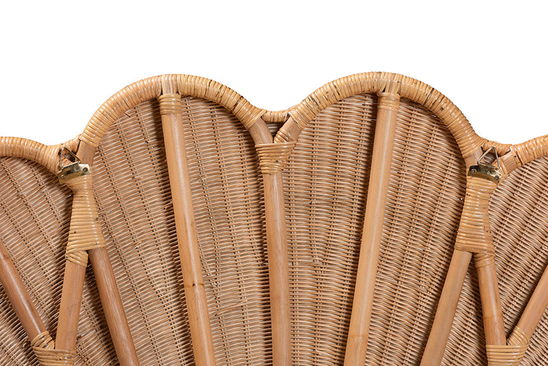 Esper Natural Rattan Scalloped Headboard with Sunburst Weave