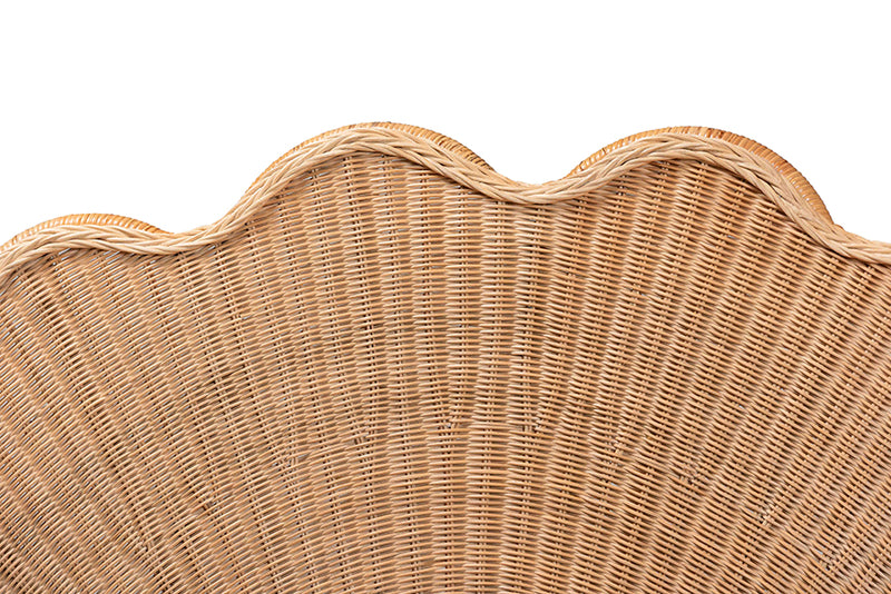 Esper Natural Rattan Scalloped Headboard with Sunburst Weave