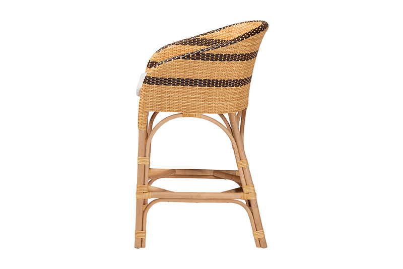 Anderson Rattan Barrel-Back Counter Stool with Cushion