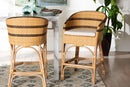 Anderson Rattan Barrel-Back Counter Stool with Cushion