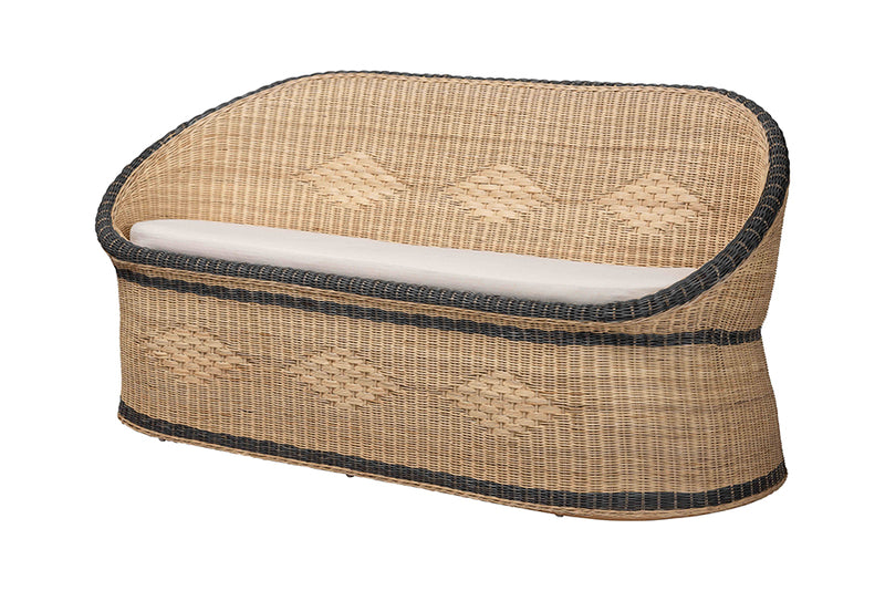 Cally Natural Rattan Two-Tone Loveseat