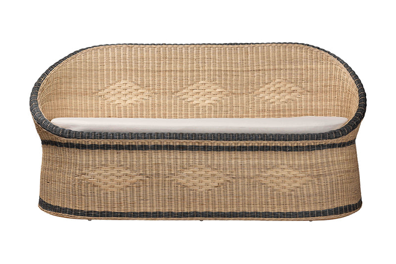 Cally Natural Rattan Two-Tone Loveseat