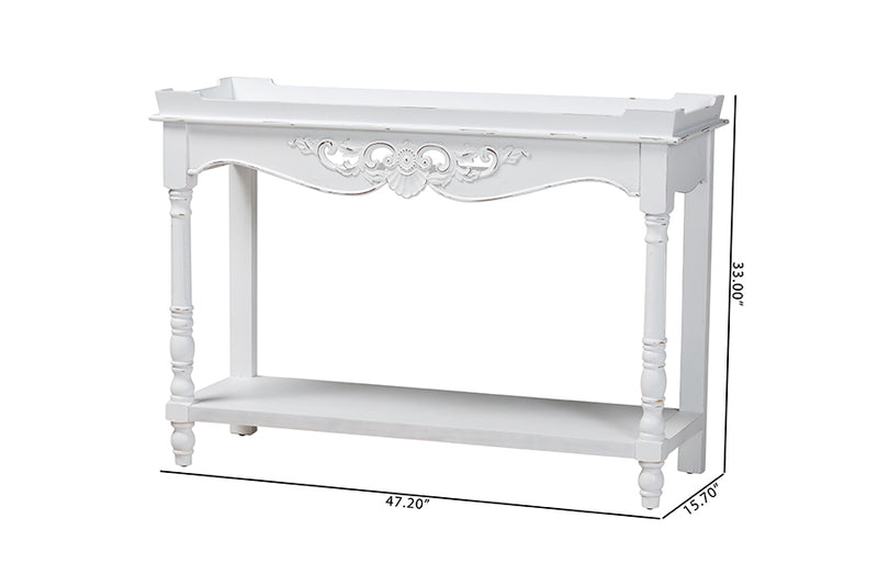 Mortis Distressed White Console Table