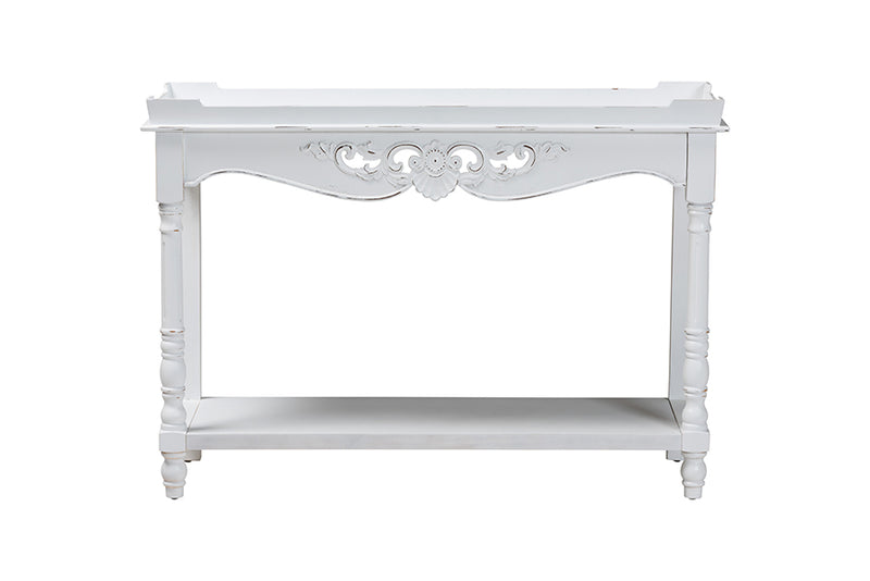 Mortis Distressed White Console Table