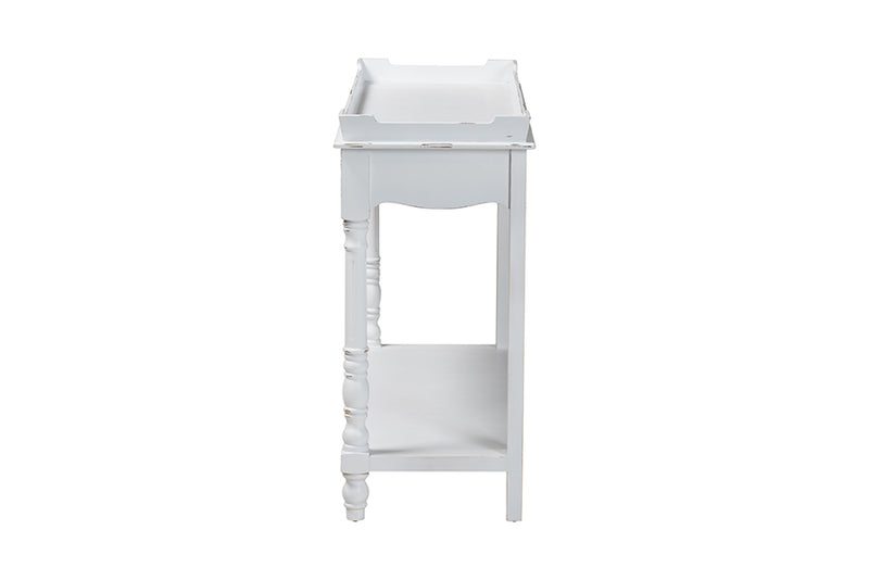 Mortis Distressed White Console Table