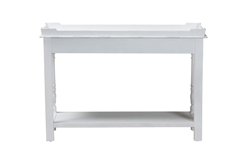 Mortis Distressed White Console Table