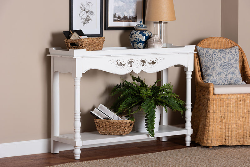 Mortis Distressed White Console Table