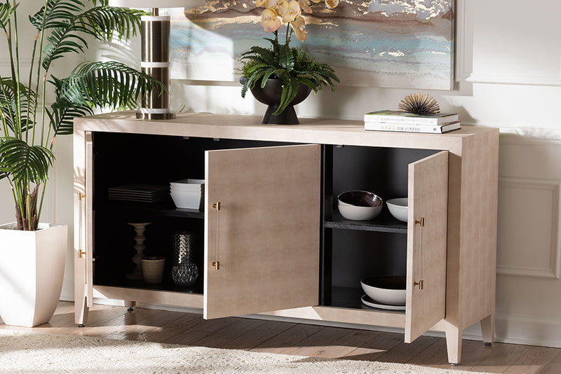 Sydney Faux Shagreen 3-Door Storage Cabinet