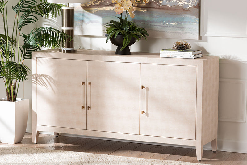 Sydney Faux Shagreen 3-Door Storage Cabinet