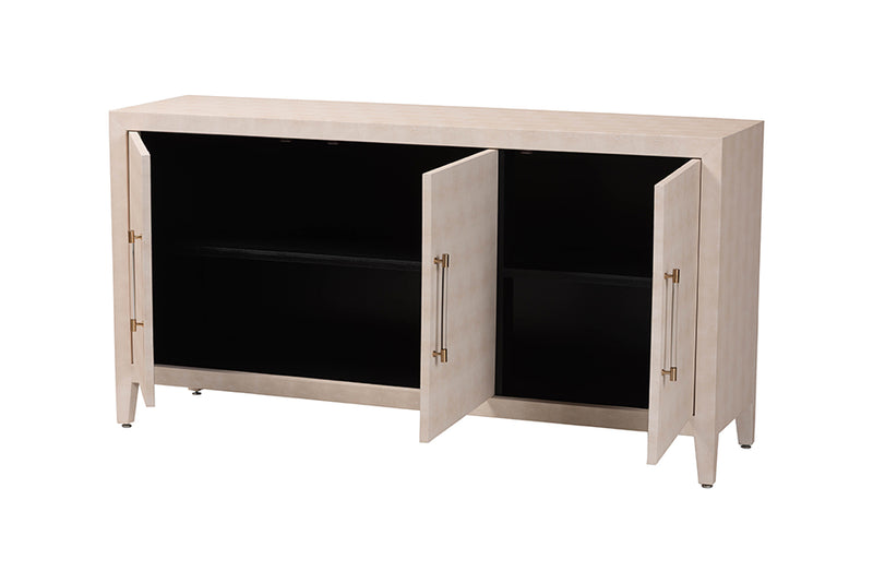Sydney Faux Shagreen 3-Door Storage Cabinet