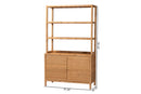 Elda Natural Rattan Display Shelf with 2-Door Storage Cabinet