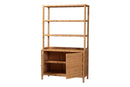 Elda Natural Rattan Display Shelf with 2-Door Storage Cabinet