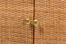 Elda Natural Rattan Display Shelf with 2-Door Storage Cabinet