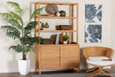 Elda Natural Rattan Display Shelf with 2-Door Storage Cabinet
