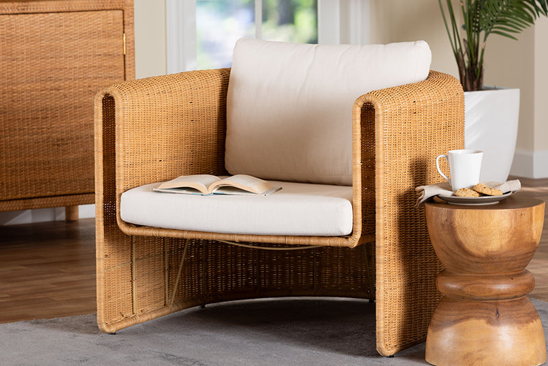 Katrina Natural Rattan Armchair with U-Shaped Silhouette