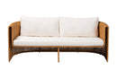 Katrina Natural Rattan Sofa with U-Shaped Sculptural Frame
