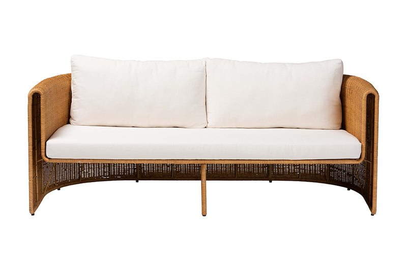 Katrina Natural Rattan Sofa with U-Shaped Sculptural Frame