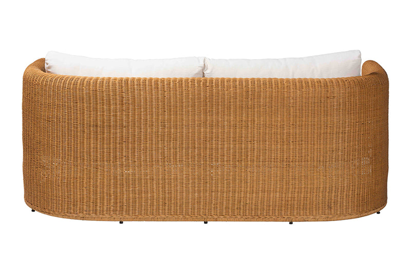 Katrina Natural Rattan Sofa with U-Shaped Sculptural Frame