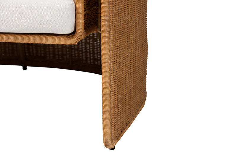 Katrina Natural Rattan Sofa with U-Shaped Sculptural Frame