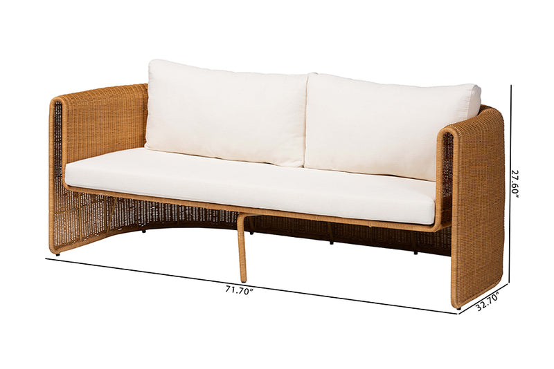 Katrina Natural Rattan Sofa with U-Shaped Sculptural Frame