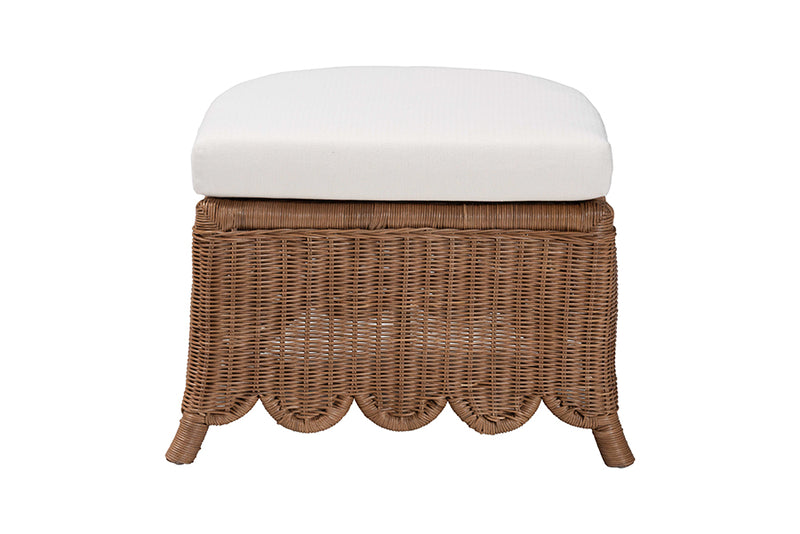 Contantine Natural Rattan Footstool with Cushion