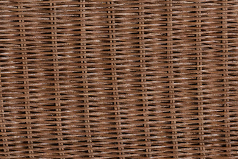 Contantine Natural Rattan Loveseat with Cushion, Scalloped Skirt Base