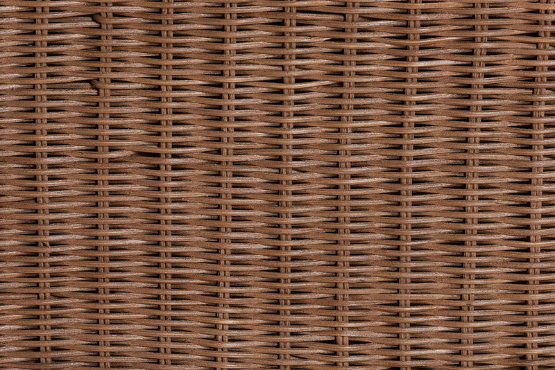 Contantine Natural Rattan Sofa with Cushion, Scalloped Skirt Base