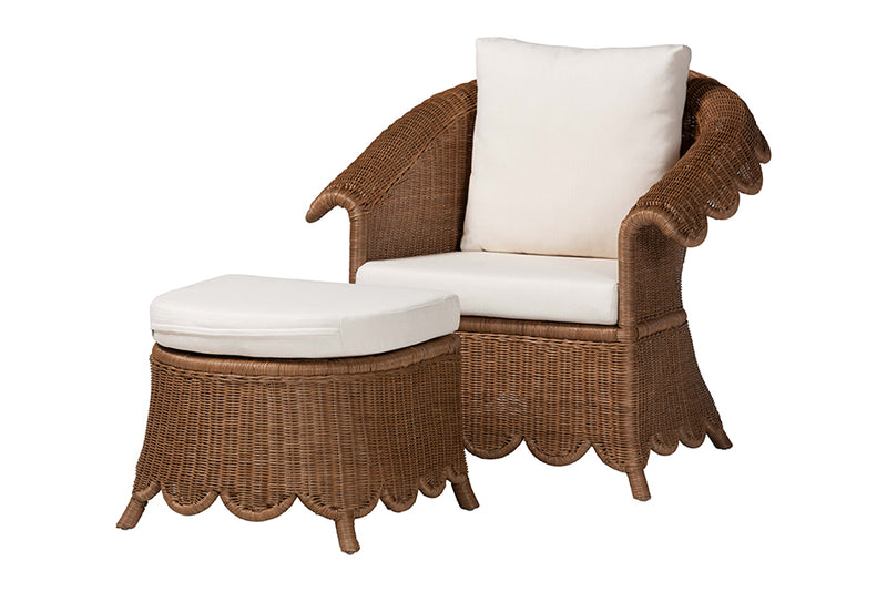 Contantine Natural Rattan Armchair and Ottoman Set - 2
