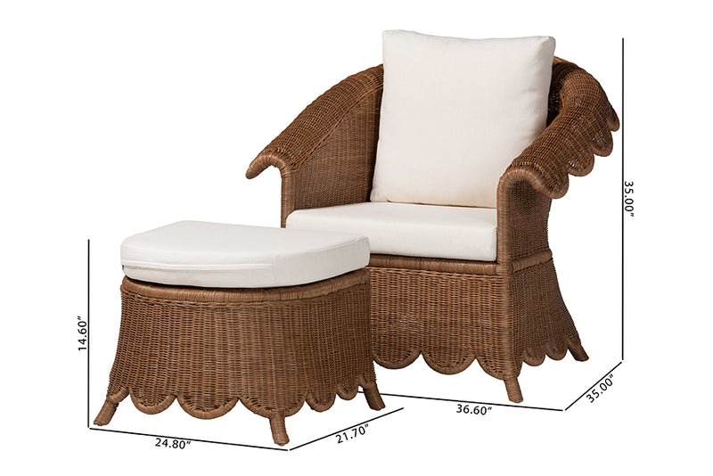 Contantine Natural Rattan Armchair and Ottoman Set - 2