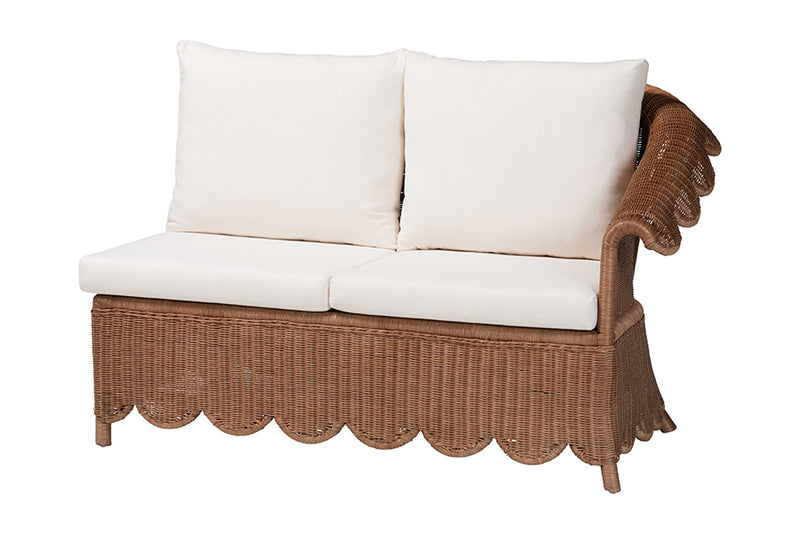 Contantine Natural Rattan 3-Piece Sectional Set with Scalloped Skirt Base