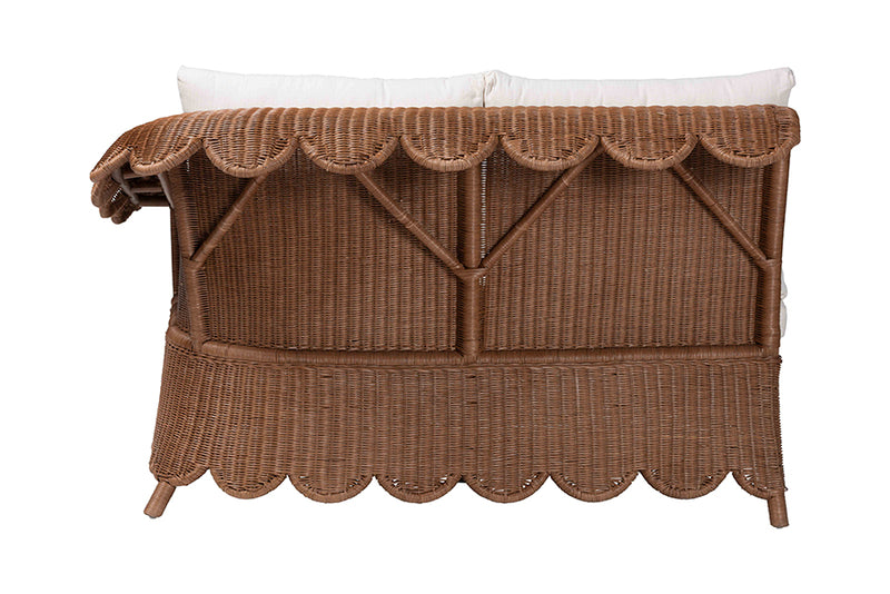 Contantine Natural Rattan 3-Piece Sectional Set with Scalloped Skirt Base