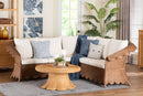 Contantine Natural Rattan 3-Piece Sectional Set with Scalloped Skirt Base